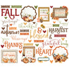 Collection of autumn-themed phrases and illustrations on a white background