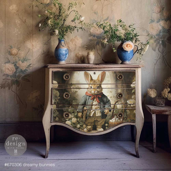 ReDesign with Prima DREAMY BUNNIES Decoupage Decor Tissue Paper 3 sheets 19.5" x 30" #670306 IN Stock