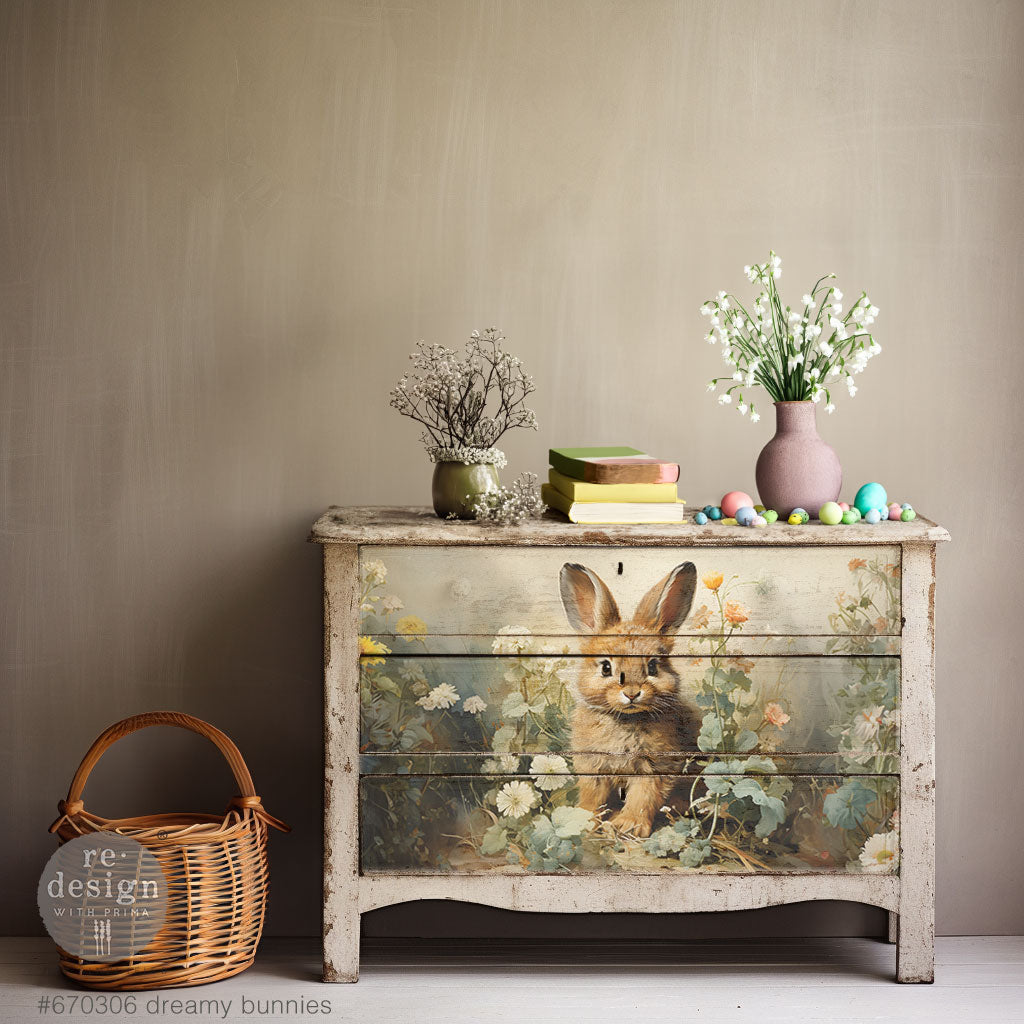 ReDesign with Prima DREAMY BUNNIES Decoupage Decor Tissue Paper 3 sheets 19.5