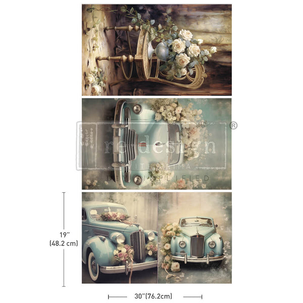ReDesign with Prima RETRO ROSE RIDE Decoupage Decor Tissue Paper 3 sheets 19.5" x 30" #671754