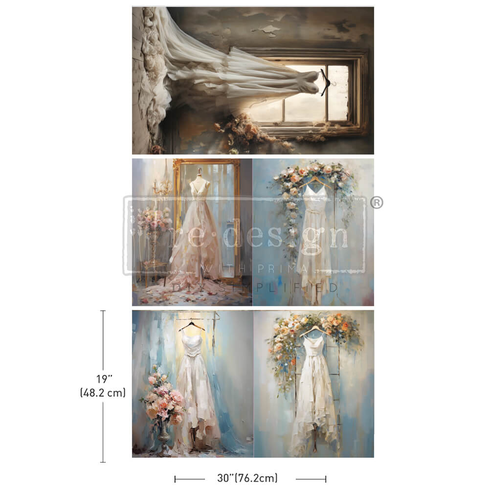 ReDesign with Prima WHISPERS OF WHITE Decoupage Decor Tissue Paper 3 sheets 19.5