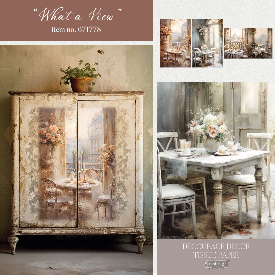 ReDesign with Prima WHAT A VIEW Decoupage Decor Tissue Paper 3 sheets 19.5