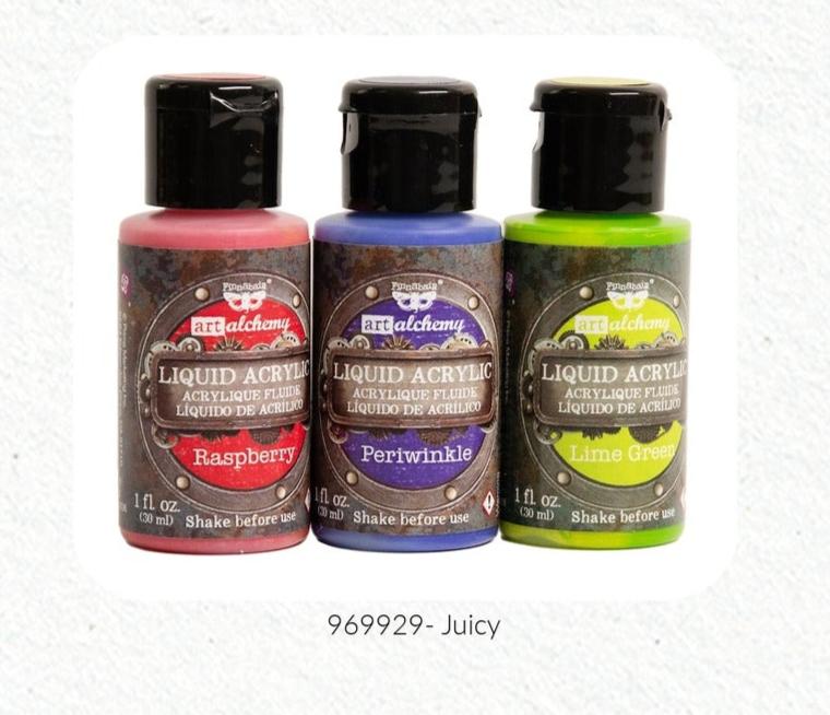 Finnabair Prima Limited Edition JUICY SET Liquid Acrylic Set 3 Colors x 1 fl oz each #969929