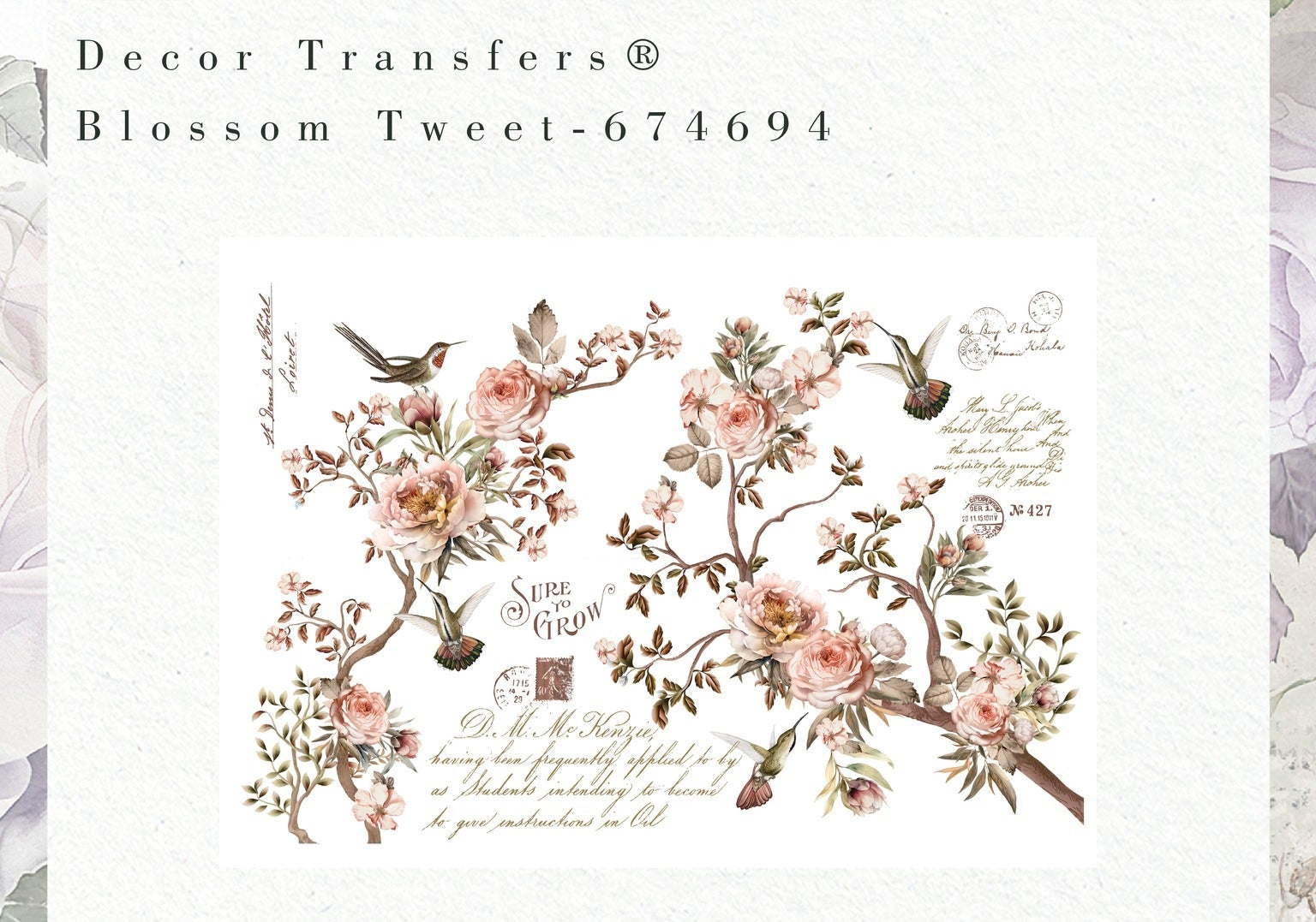 Re-design with Prima BLOSSOM TWEET Decor Transfer 4 pcs 24