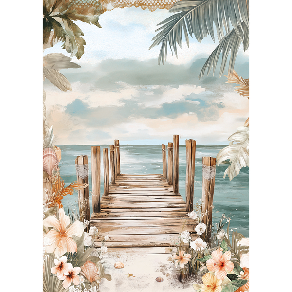 Ciao Bella SUMMER DAYS A5 Assorted Rice Paper Selection Decoupage 8 sheets #CBRS017
