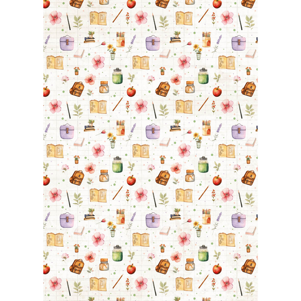 Ciao Bella BACK TO SCHOOL A5 Assorted Rice Paper Selection Decoupage 8 sheets #CBRS018