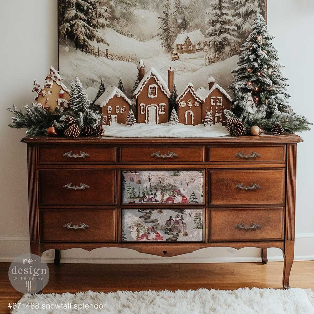 Re-Design with Prima SNOWFALL SPLENDOR Christmas A3 Decoupage FIBER 11.7