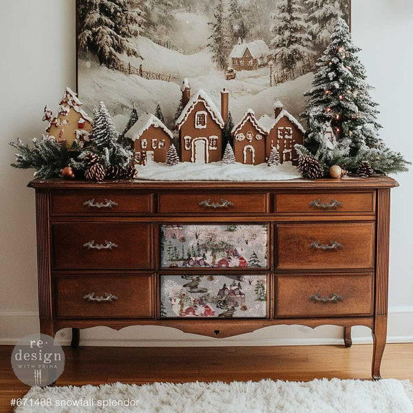 Re-Design with Prima SNOWFALL SPLENDOR Christmas A3 Decoupage FIBER 11.7" x 16.5" 3 Sheets #671488