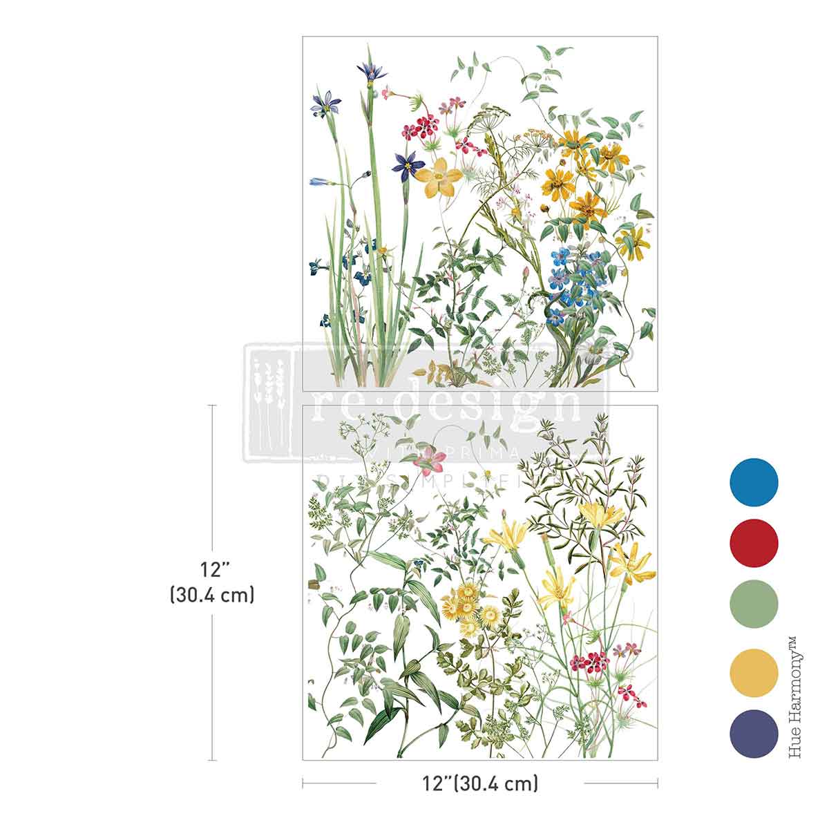 Re-Design with Prima ECLAT FLORAL Decor Maxi Transfer 2 sheets 12