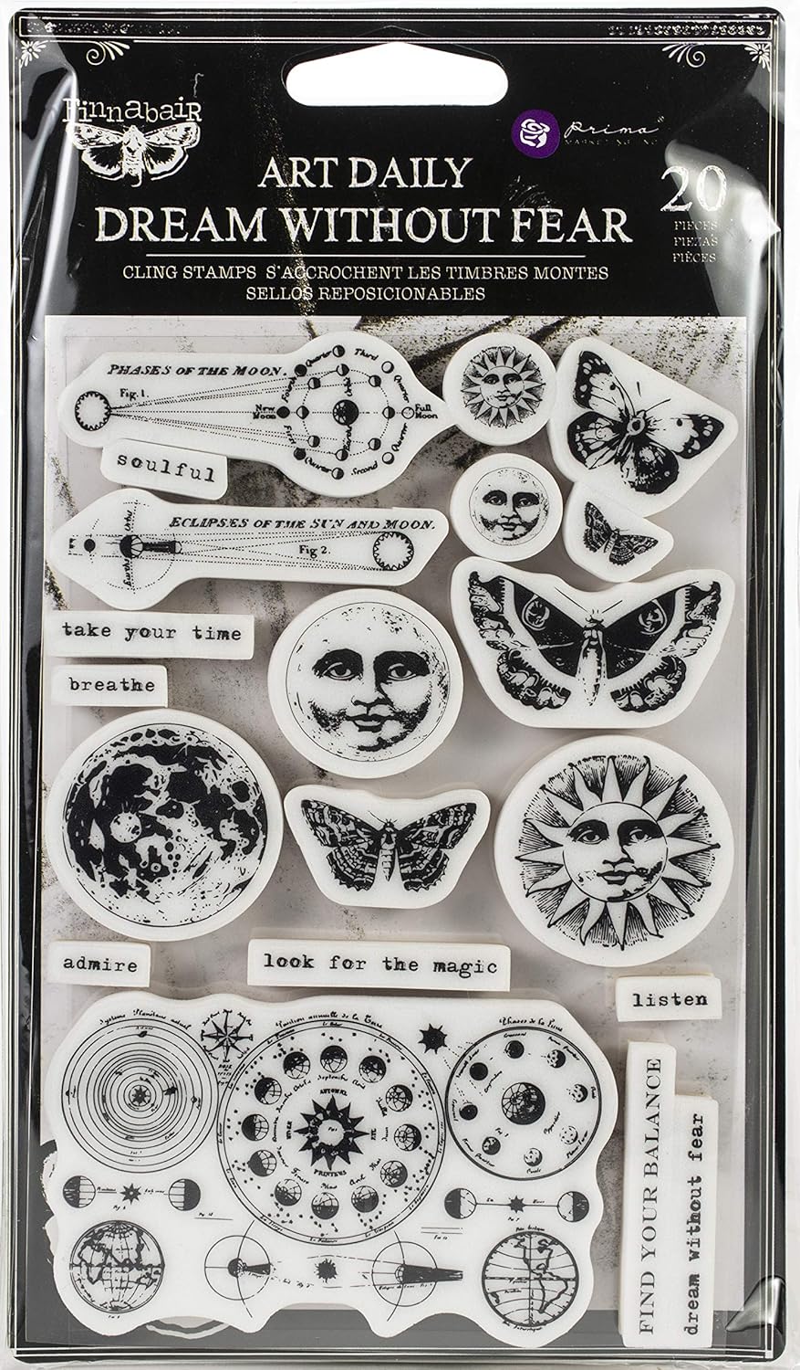 Prima Finnabair DREAM WITHOUT FEAR Cling Rubber Stamps 20 pieces #964931