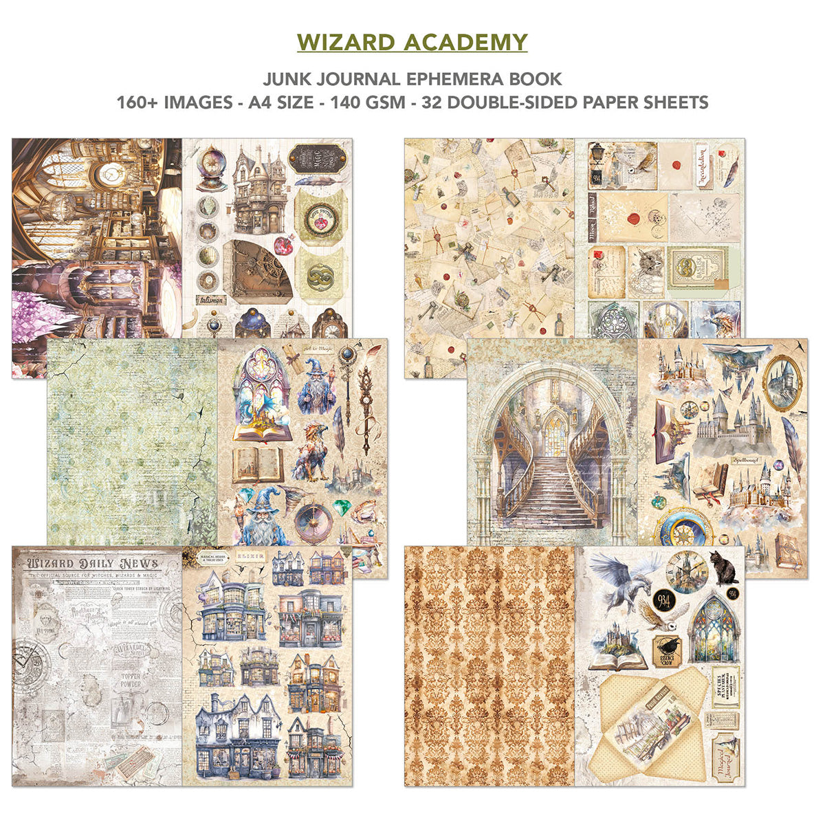 Ciao Bella WIZARD ACADEMY A4 Junk Journal & Ephemera Book #CBB004