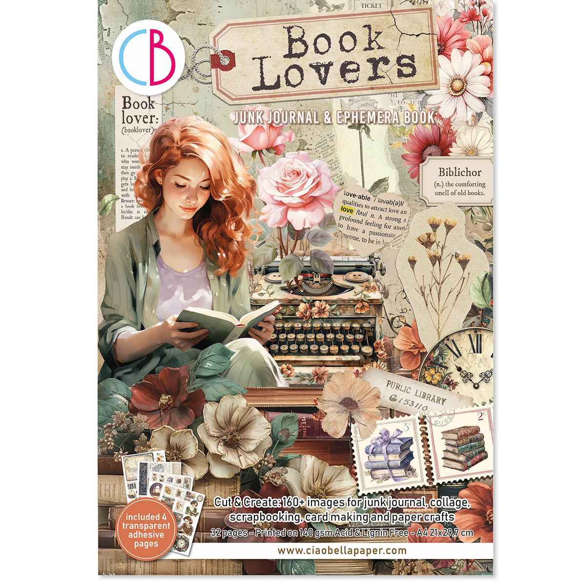 Ciao Bella BOOK LOVERS A4 Junk Journal & Ephemera Book #CBB005