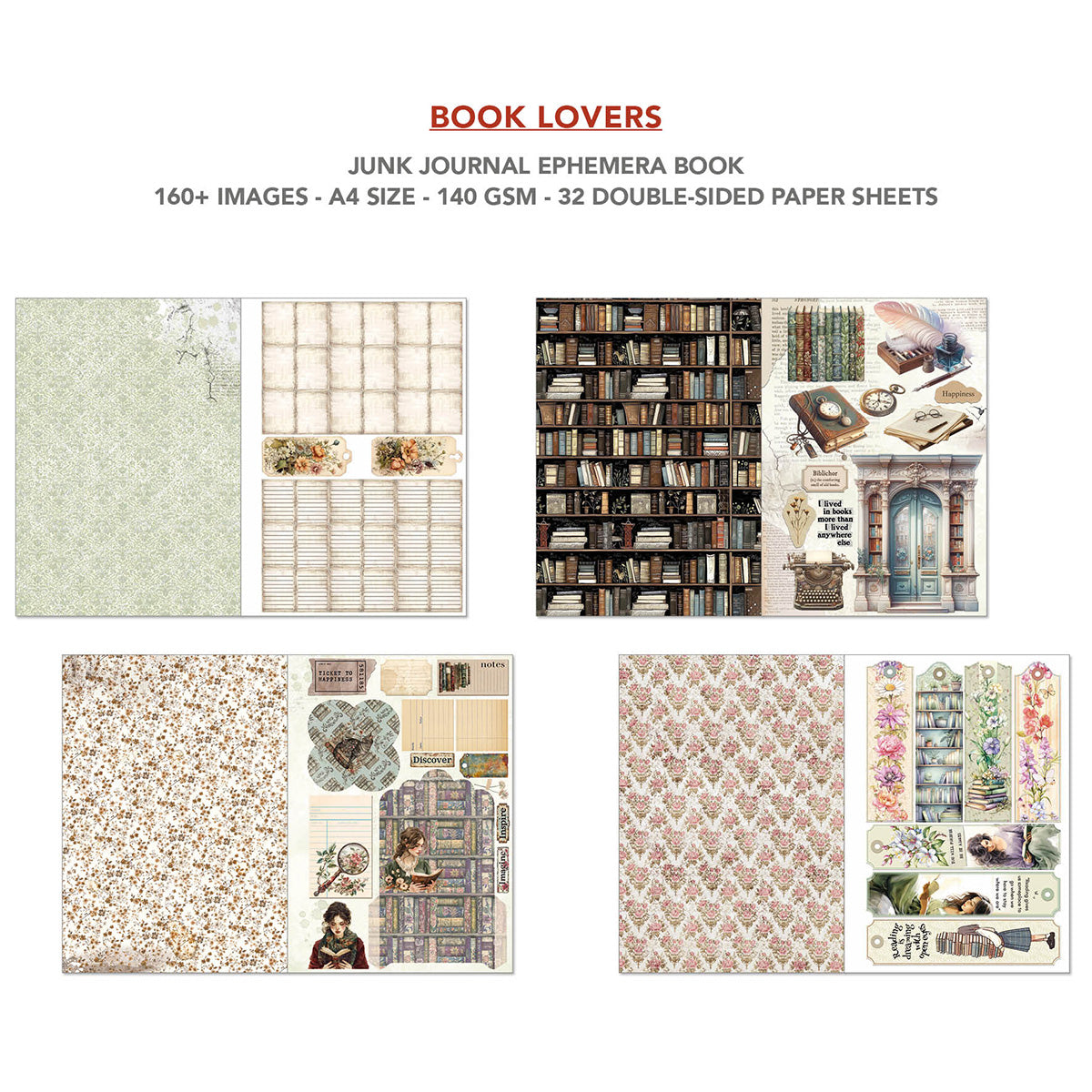 Ciao Bella BOOK LOVERS A4 Junk Journal & Ephemera Book #CBB005