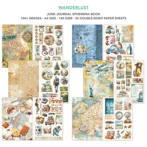 Ciao Bella WANDERLUST A4 Junk Journal & Ephemera Book #CBB006