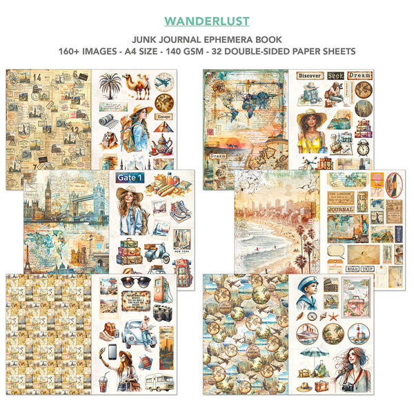 Ciao Bella WANDERLUST A4 Junk Journal & Ephemera Book #CBB006
