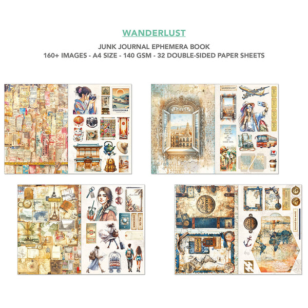Ciao Bella WANDERLUST A4 Junk Journal & Ephemera Book #CBB006