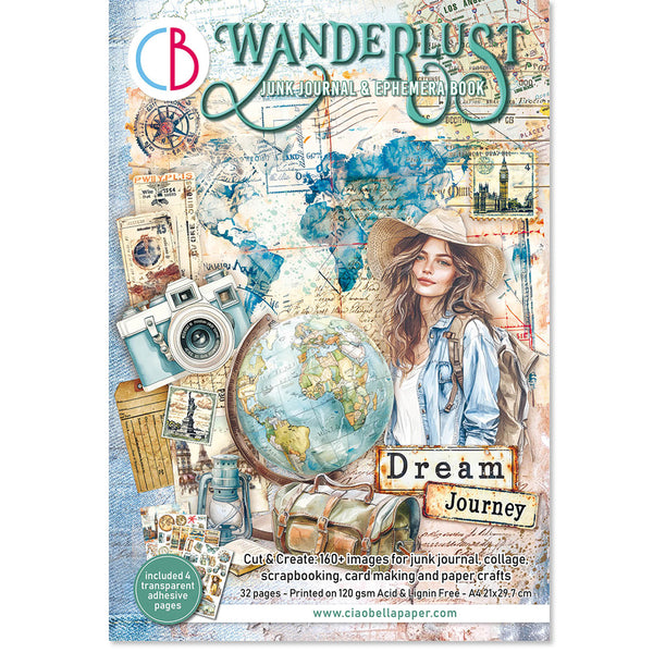Ciao Bella WANDERLUST A4 Junk Journal & Ephemera Book #CBB006