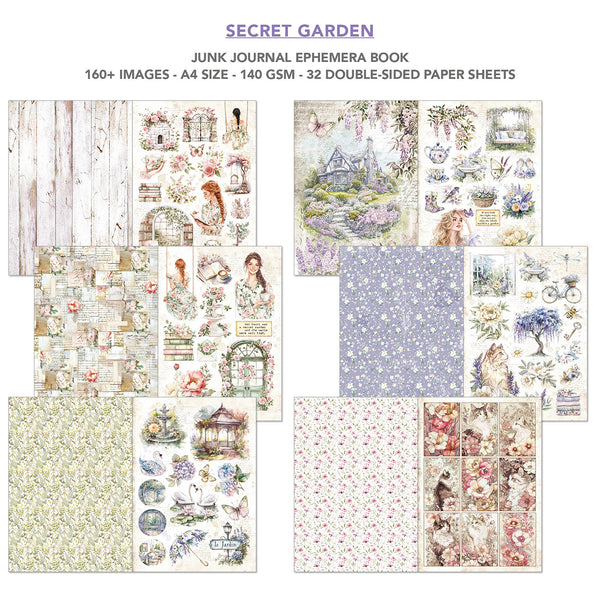 Ciao Bella SECRET GARDEN A4 Junk Journal & Ephemera Book #CBB007