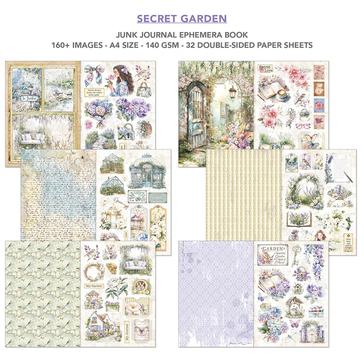 PRE-ORDER Ciao Bella SECRET GARDEN A4 Junk Journal & Ephemera Book #CBB007
