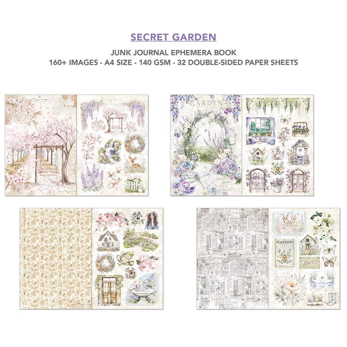 PRE-ORDER Ciao Bella SECRET GARDEN A4 Junk Journal & Ephemera Book #CBB007