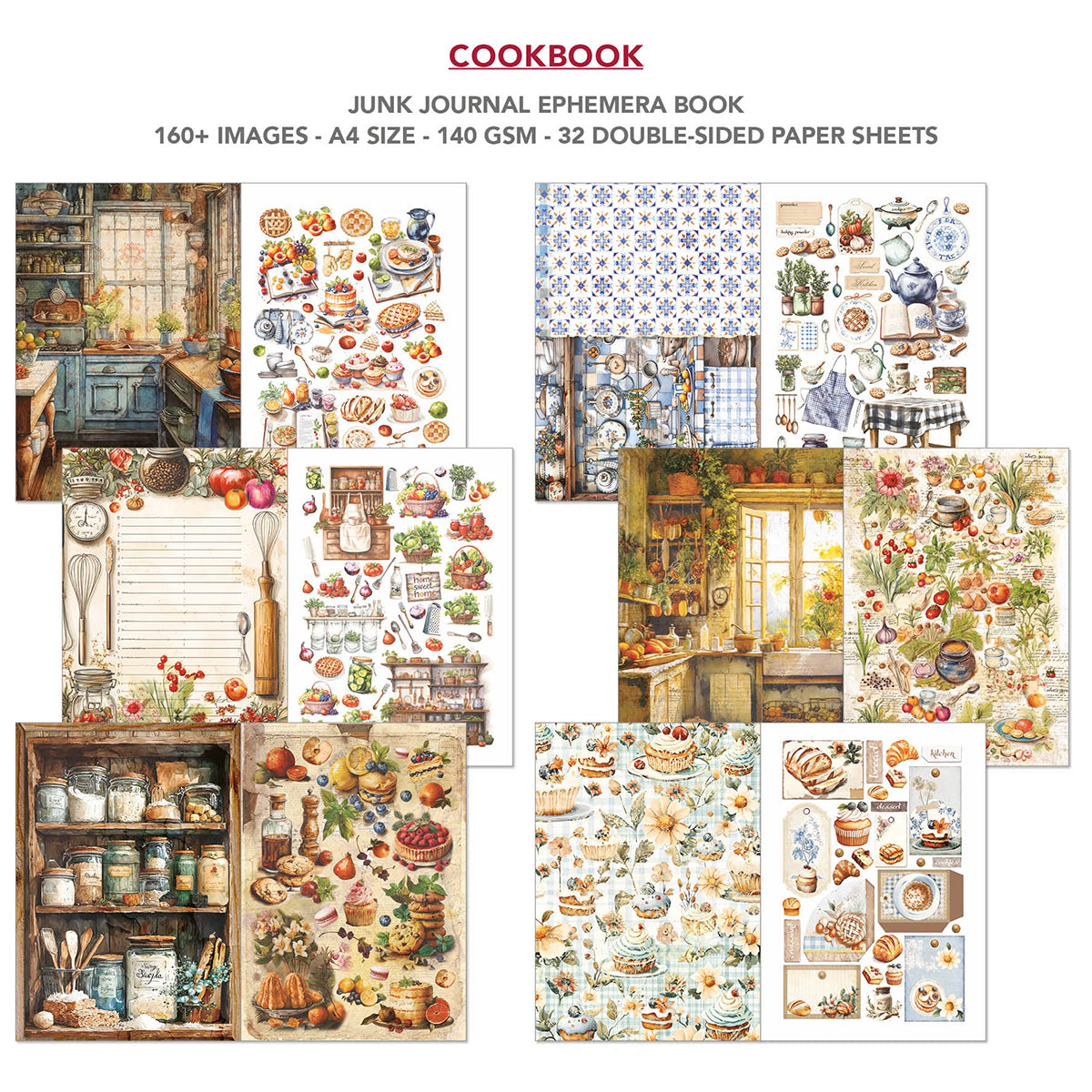 Ciao Bella COOKBOOK A4 Junk Journal & Ephemera Book #CBB009