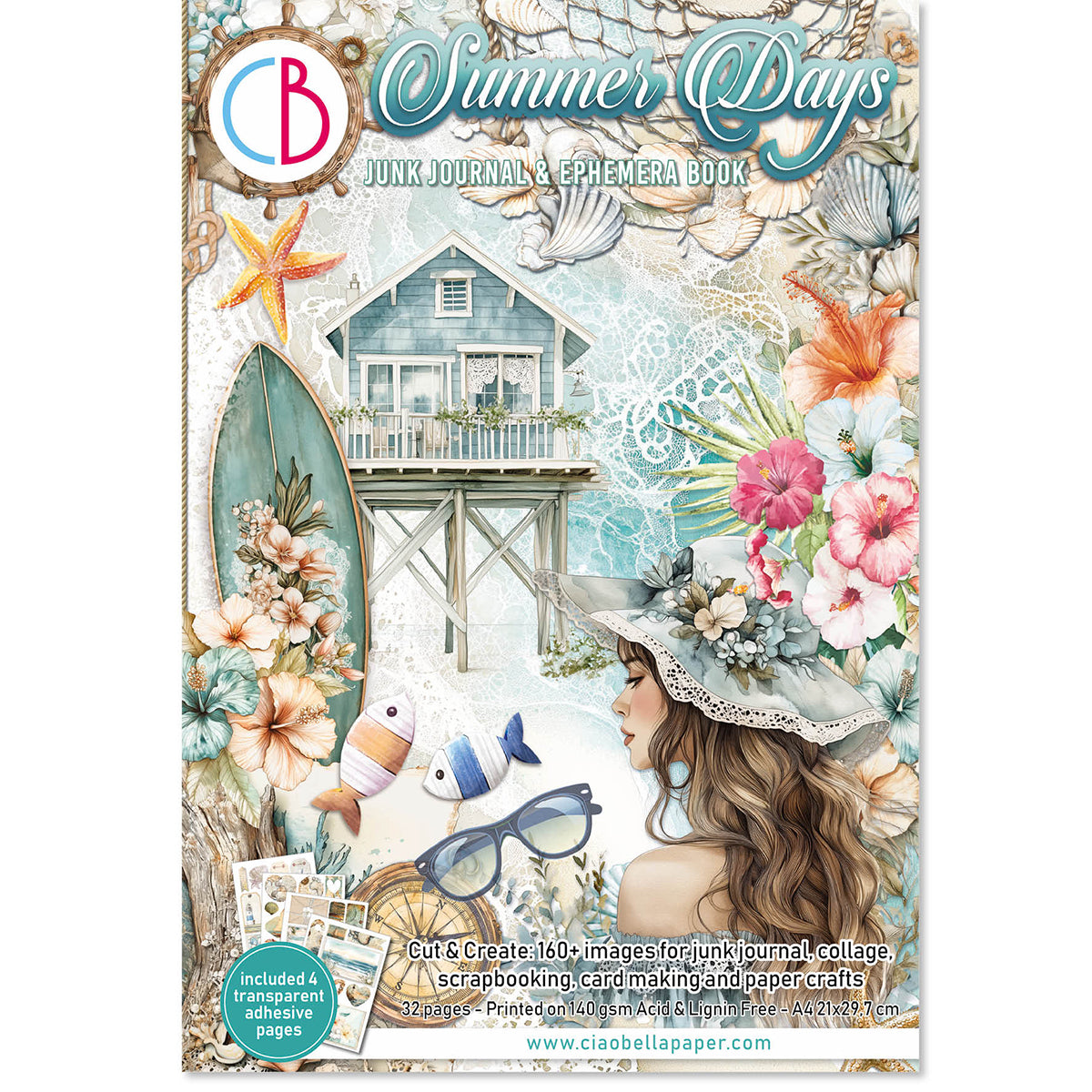 Ciao Bella SUMMER DAYS A4 Junk Journal & Ephemera Book #CBB010