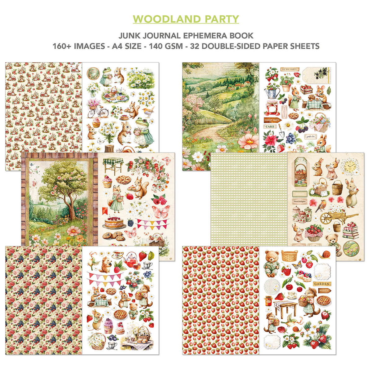 Ciao Bella WOODLAND PARTY A4 Junk Journal & Ephemera Book #CBB011