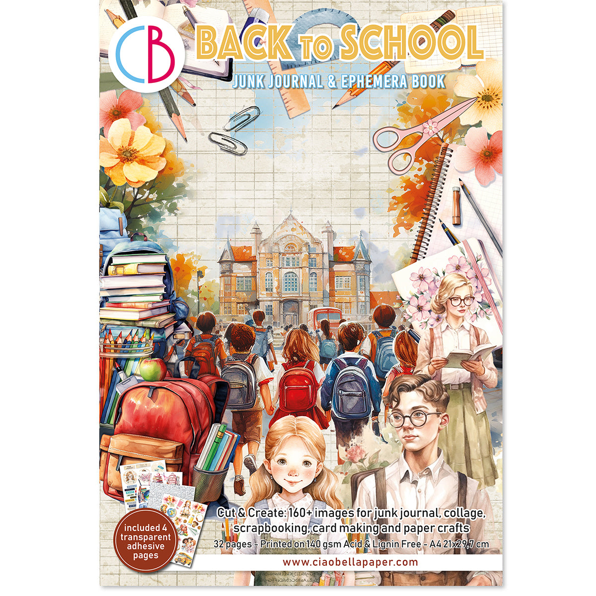 Ciao Bella BACK TO SCHOOL A4 Junk Journal & Ephemera Book #CBB012