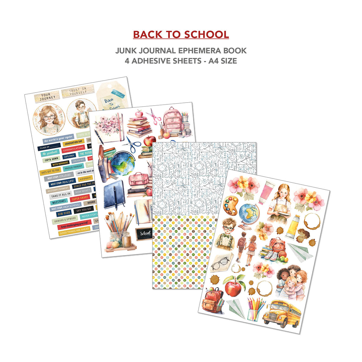 Ciao Bella BACK TO SCHOOL A4 Junk Journal & Ephemera Book #CBB012