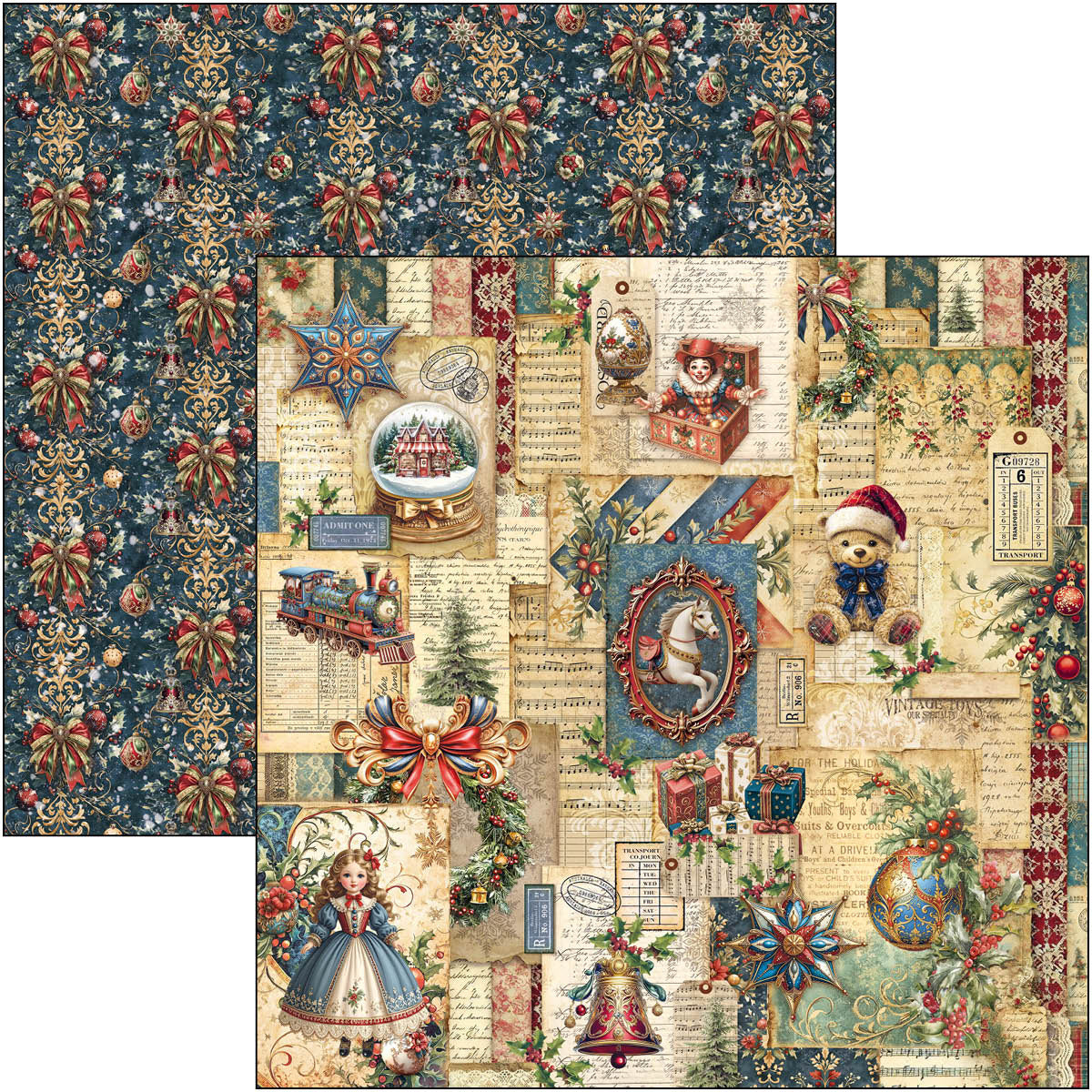 Ciao Bella TOY SHOP Winter Christmas 8x8 Paper Pad 12 Sheets #CBH089