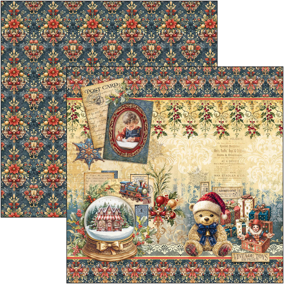 Ciao Bella TOY SHOP Winter Christmas 12x12 Paper Pad 12 Sheets #CBPM089