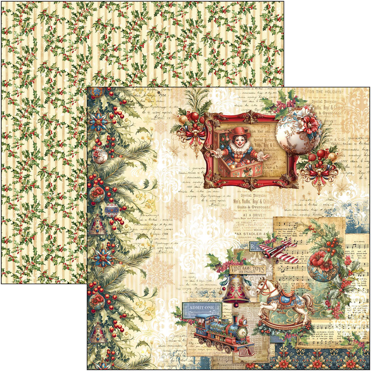 Ciao Bella TOY SHOP Winter Christmas 12x12 Paper Pad 12 Sheets #CBPM089