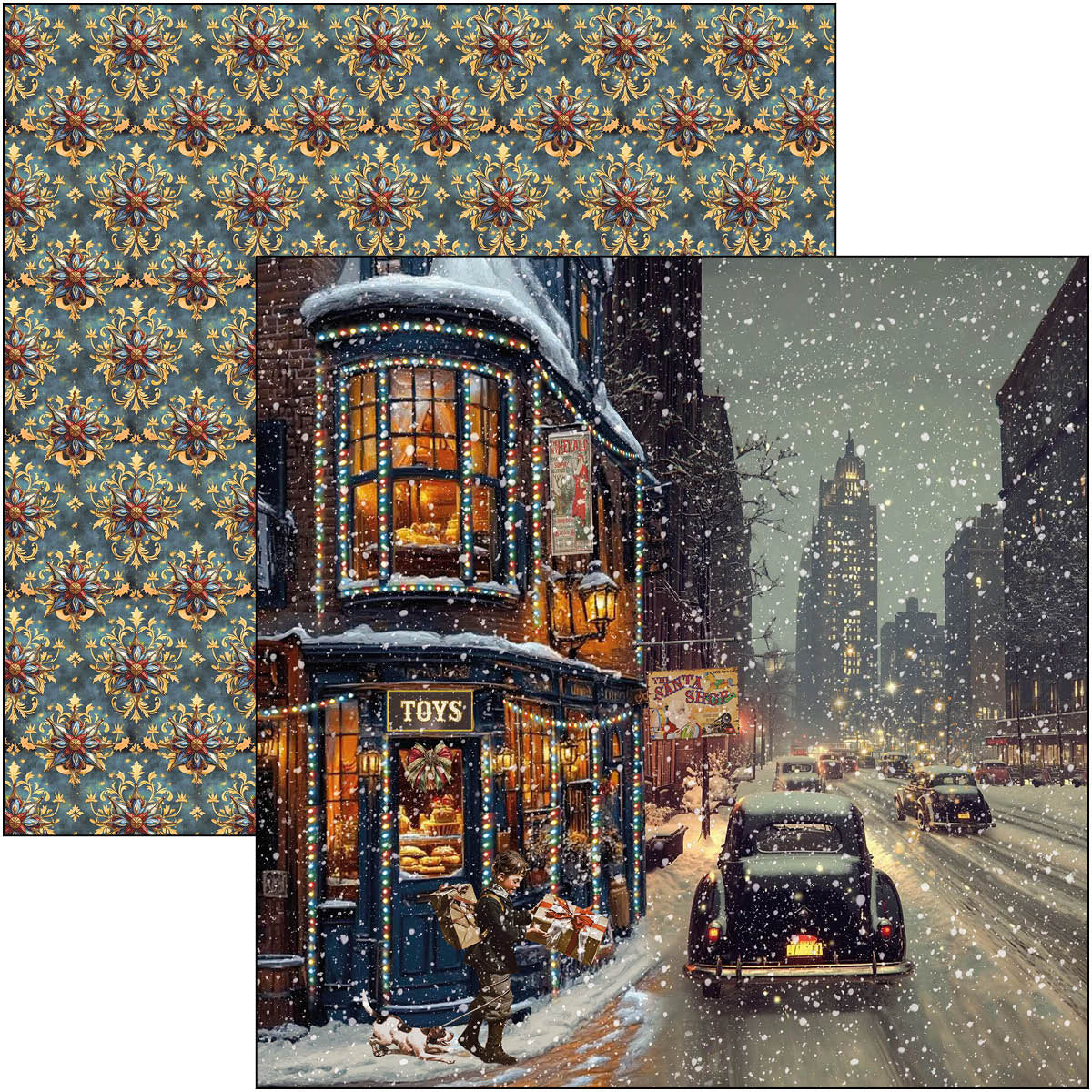 Ciao Bella TOY SHOP Winter Christmas 12x12 Paper Pad 12 Sheets #CBPM089