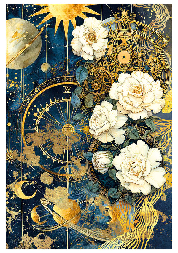 Ciao Bella CELESTIAL A4 Decoupage Rice Paper Art Set 4 Sheets #CBRA003