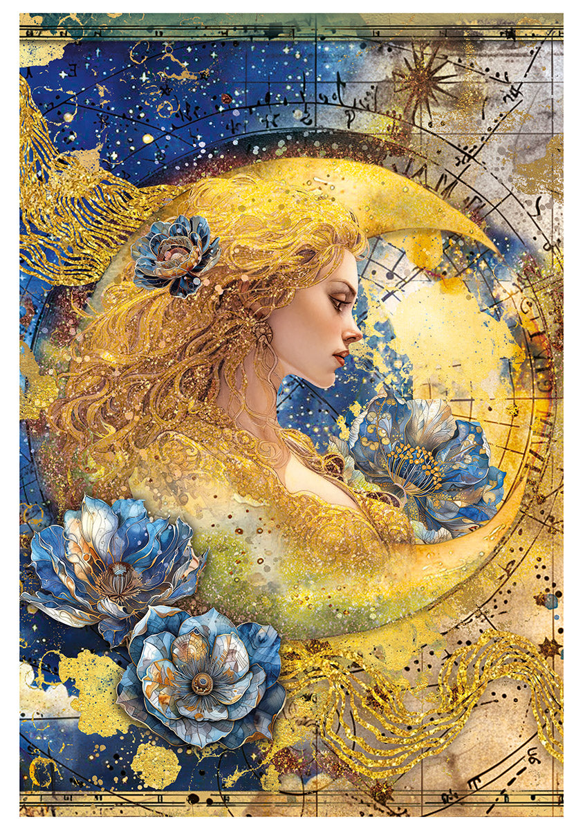 Ciao Bella CELESTIAL A4 Decoupage Rice Paper Art Set 4 Sheets #CBRA003