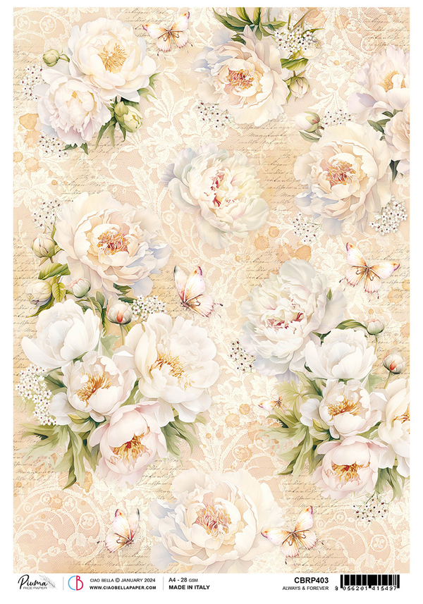 Ciao Bella ALWAYS & FOREVER Rice Paper A4 Mixed Media #CBRP403