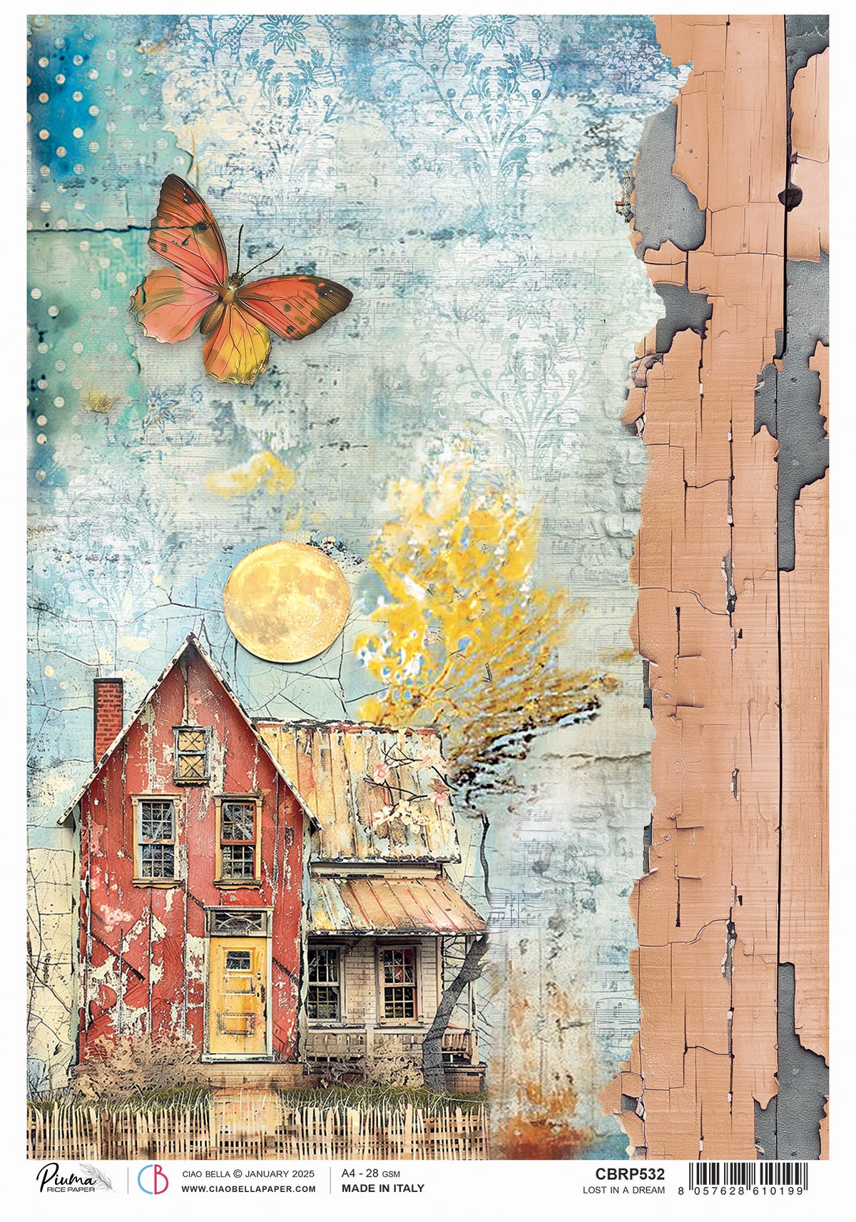 Ciao Bella Majestic Dream LOST in a DREAM A4 Rice Paper Mixed Media #CBRP532