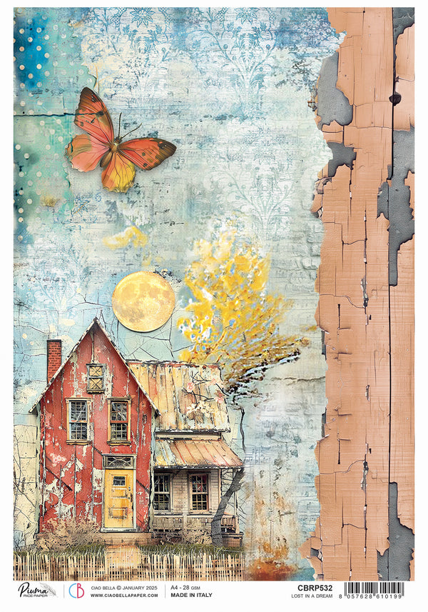 Ciao Bella Majestic Dream LOST in a DREAM A4 Rice Paper Mixed Media #CBRP532
