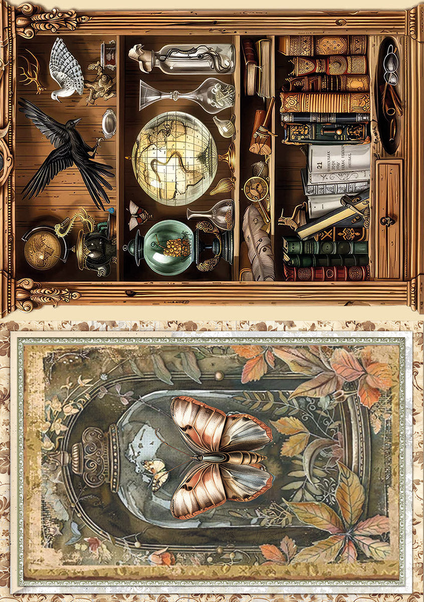 Ciao Bella CABINET OF CURIOSITIES A5 Assorted Rice Paper Selection Decoupage 8 sheets #CBRS010
