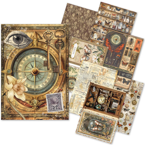 Ciao Bella CABINET OF CURIOSITIES A5 Assorted Rice Paper Selection Decoupage 8 sheets #CBRS010