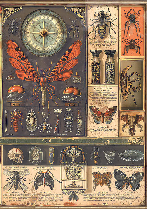 Ciao Bella CABINET OF CURIOSITIES A5 Assorted Rice Paper Selection Decoupage 8 sheets #CBRS010