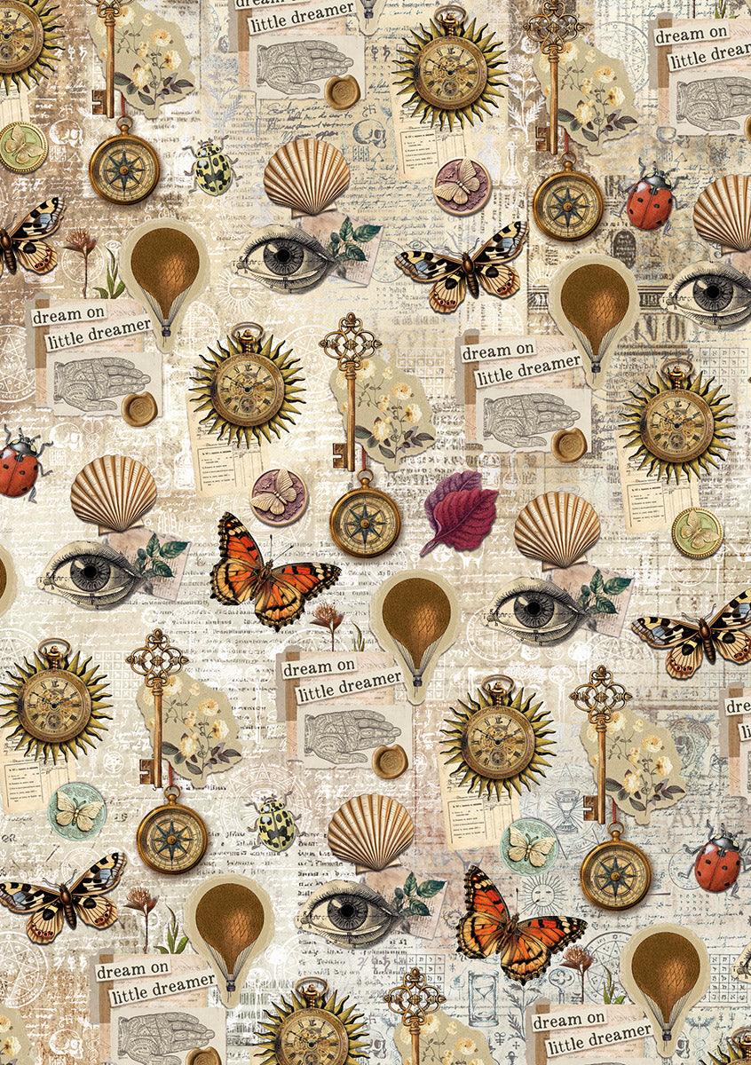 Ciao Bella CABINET OF CURIOSITIES A5 Assorted Rice Paper Selection Decoupage 8 sheets #CBRS010