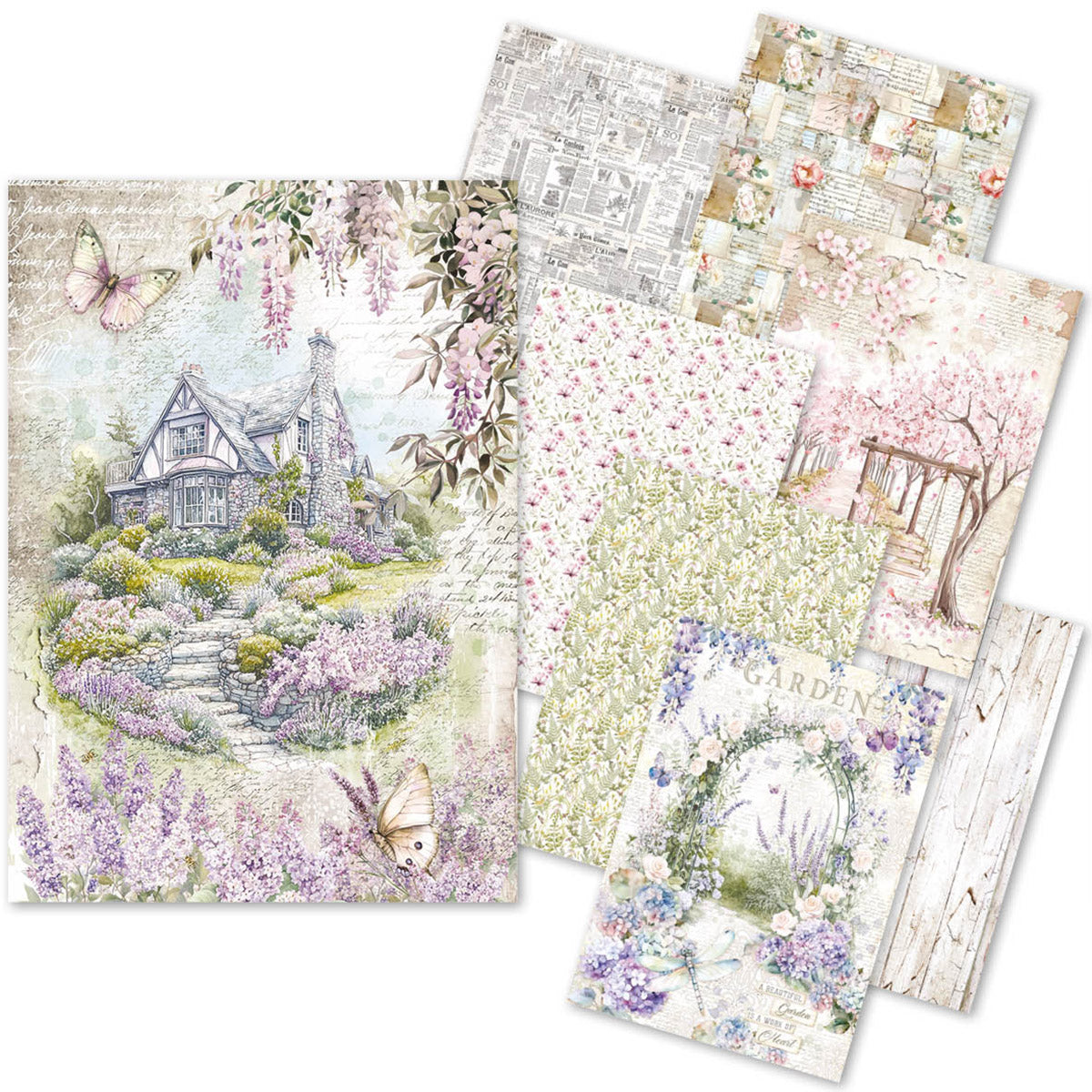 Ciao Bella SECRET GARDEN A5 Assorted Rice Paper Selection Decoupage 8 sheets #CBRS013