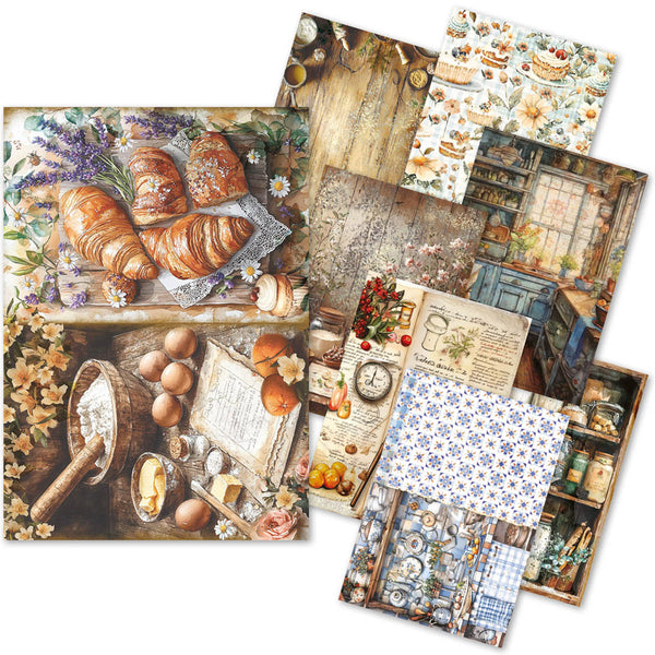 Ciao Bella COOKBOOK A5 Assorted Rice Paper Selection Decoupage 8 sheets #CBRS014