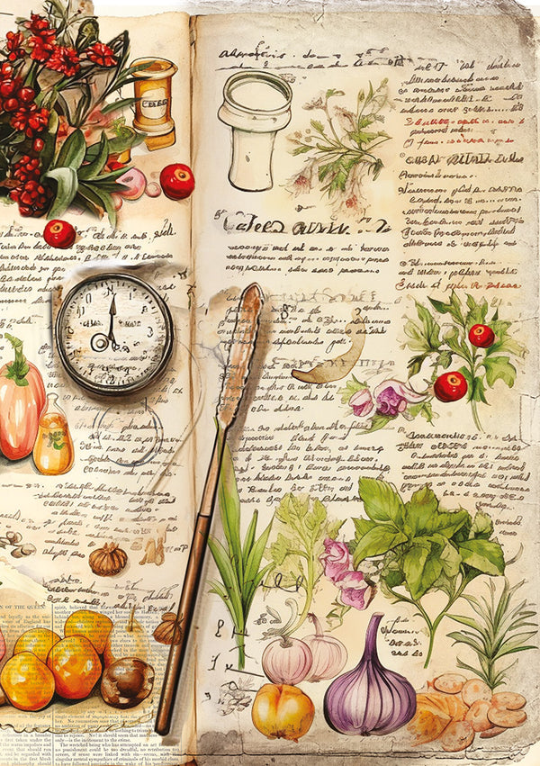 Ciao Bella COOKBOOK A5 Assorted Rice Paper Selection Decoupage 8 sheets #CBRS014