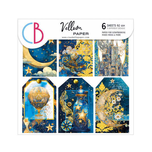 Ciao Bella CELESTIAL 6"x6" Vellum Paper 6 sheets #CBVQ026