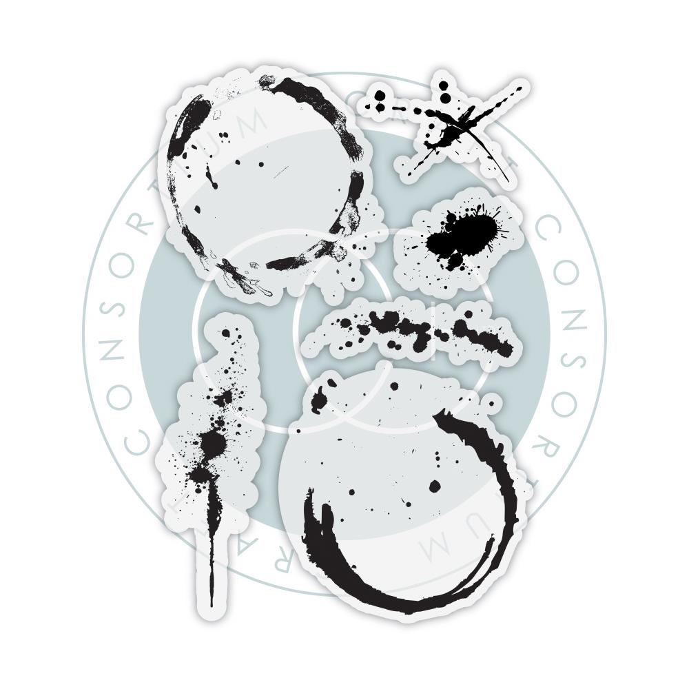 Craft Consortium INK And COFFEE STAINS Clear Stamps 6pcs #CCESTMP005