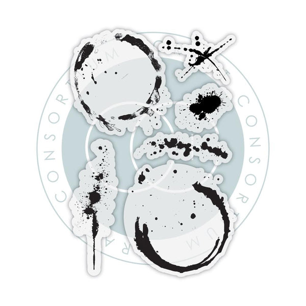 Craft Consortium INK And COFFEE STAINS Clear Stamps 6pcs #CCESTMP005