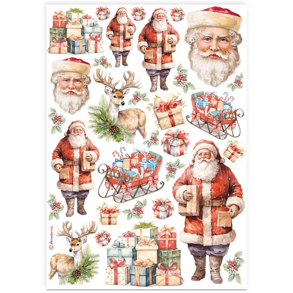 STAMPERIA CLASSIC CHRISTMAS SANTA CLAUS A4 Decoupage Rice Paper #DFSA4 stamperia-classic-christmas-santa-claus-a4-decoupage-rice-paper-dfsa4