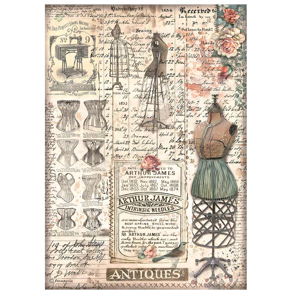 Stamperia BROCANTE ANTIQUES A4 Rice Paper SELECTION Decoupage #DFSA4XBR